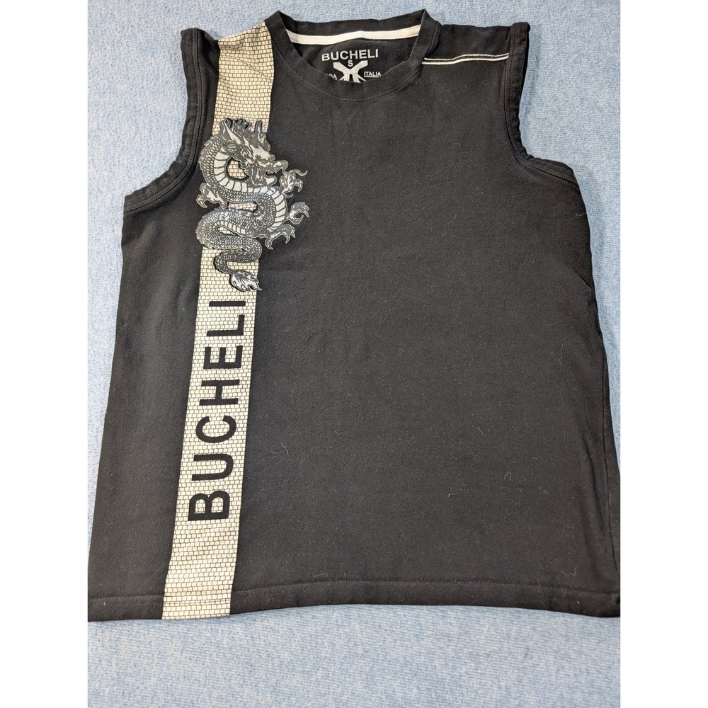 Bucheli Moda Italia Mens Dragon Graphic Sleeveless Urban Streetwear Tank Top Sm